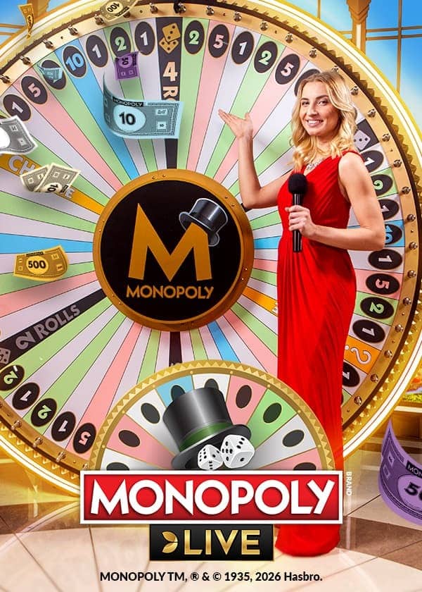 Online casino lobby with Monopoly Live game